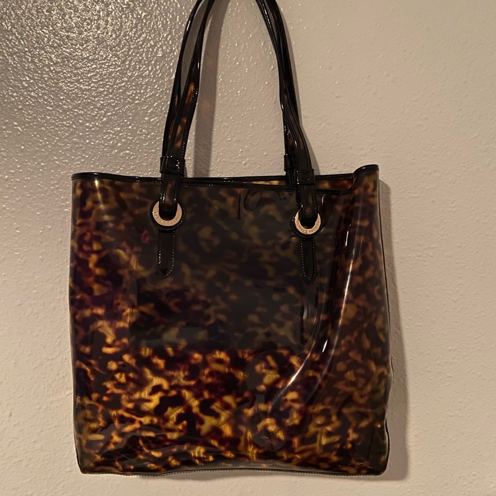 Elaine Turner Tortoise pvc tote bag with pouch